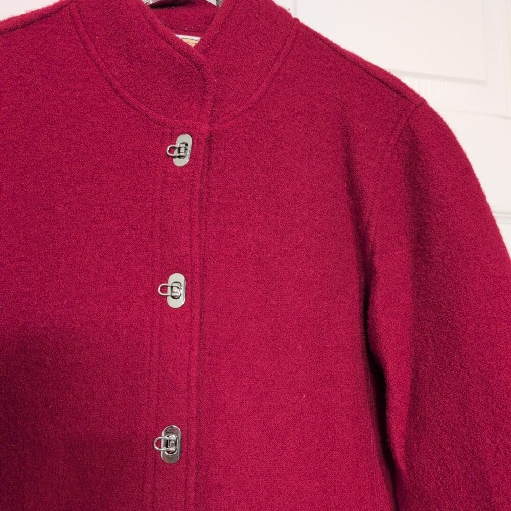 Talbots Boiled Wool Toggle Sweater Jacket Womens Size Medium Red Cardigan - Picture 2 of 7